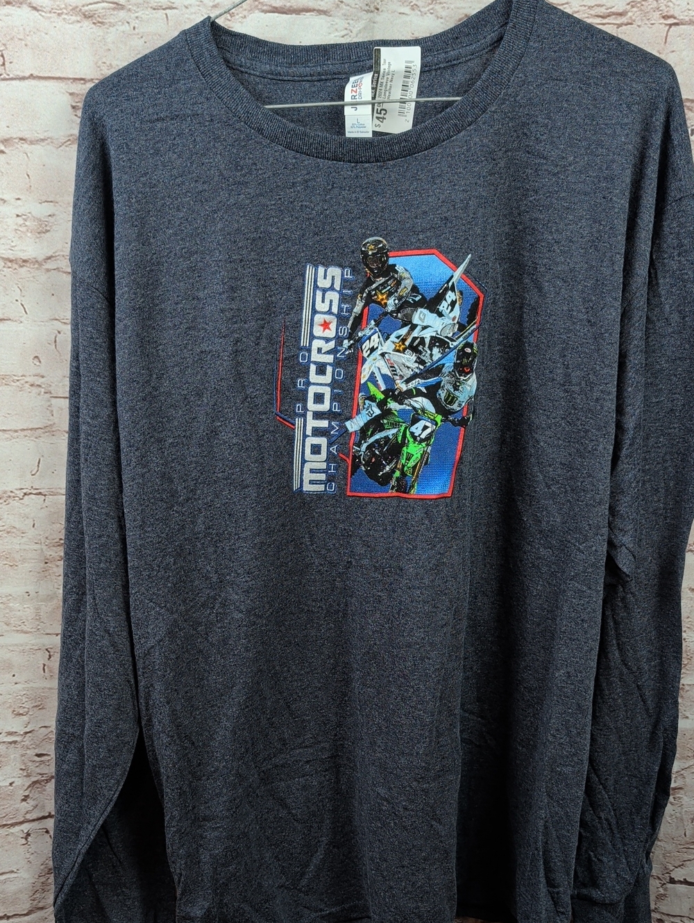 Men's Dark Heather Gray MotoCross Graphic Long-Sleeve Large Nwt New